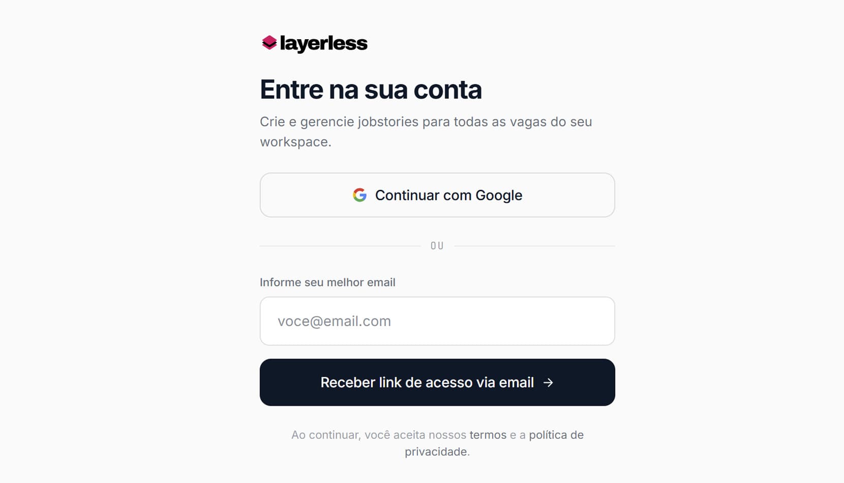 Login por link seguro — captura de tela ilustrativa