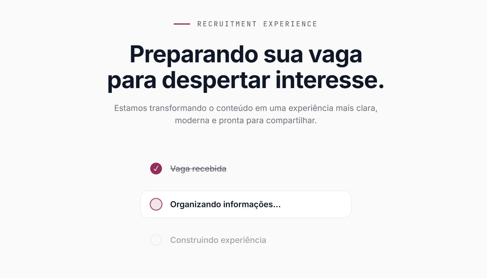 Geração automática da JobStory — captura de tela ilustrativa